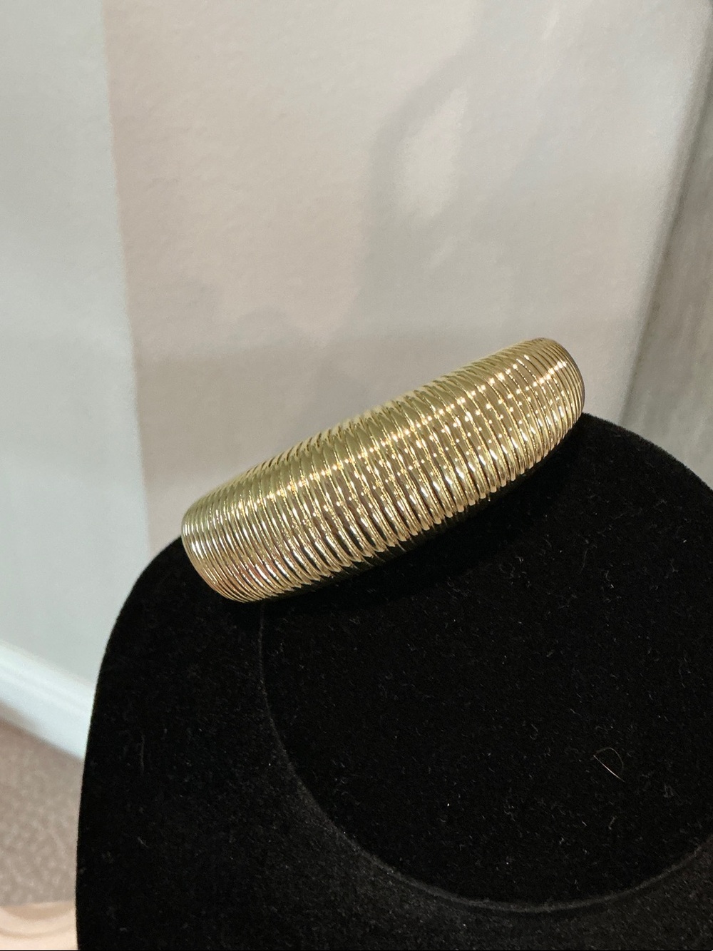 Gold Ribbed Cuff Bracelet - Women's Accessory